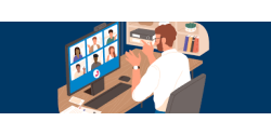 man presenting online